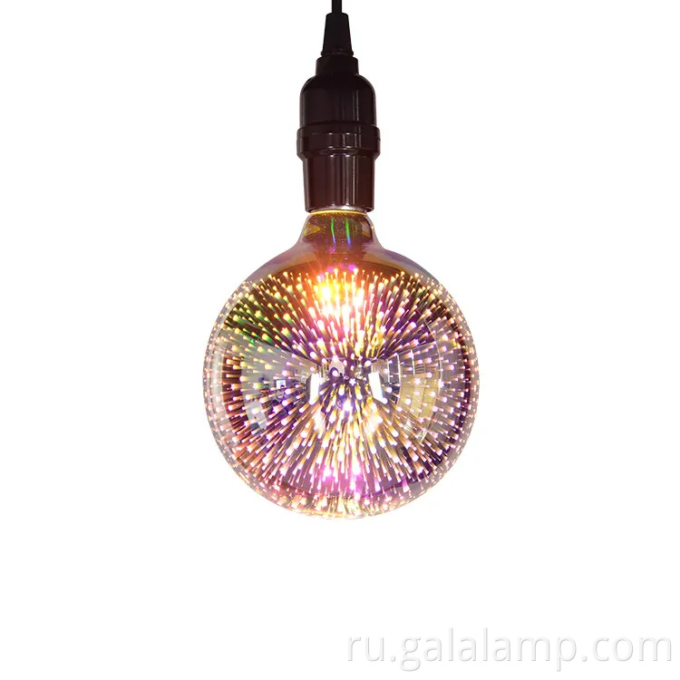 Красочные 3D стеклянные светодиодные лампочки для праздничного фейерверка